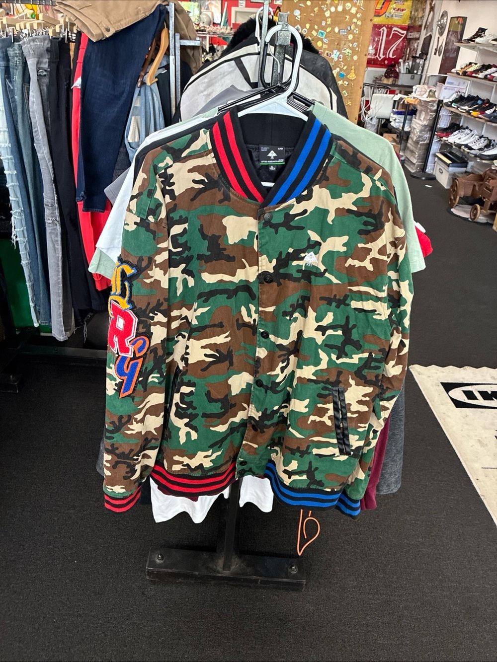 Lifted Research Group All Sport Varsity Jacket Camouflage Rare SZ XL Pre Owned